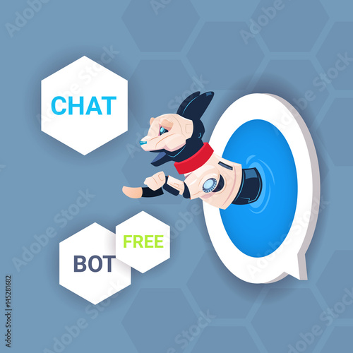 Chat Bot Free Robot Virtual Assistance Of Website Or Mobile Applications, Artificial Intelligence Concept Flat Vector Illustration