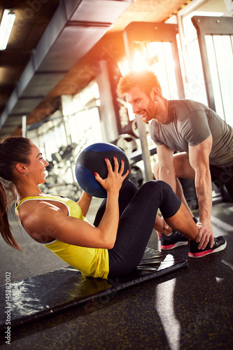 Girl on training in gym