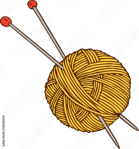 Yellow Yarn Ball and Needles