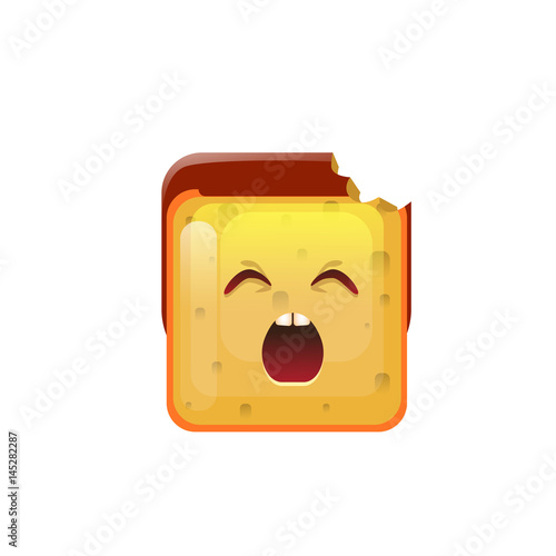 Smiling Emoticon Face Yawn Icon Flat Vector Illustration