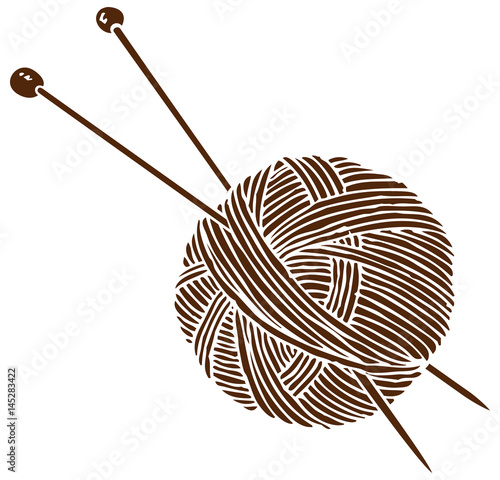 Knitting Logo. Ball and Needles