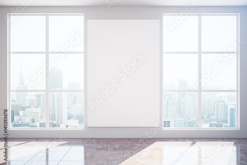 Unfurnished interior with blank banner © peshkova
