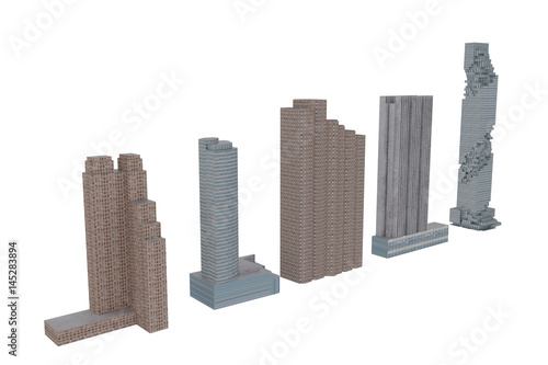 3D rendering of buildings on a white background