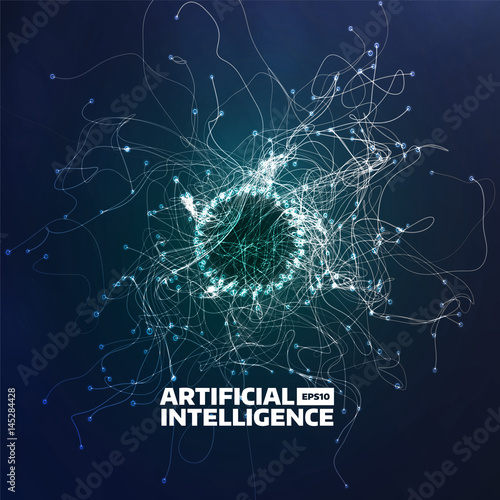 artificial intelligence vector illustration. Turbulence flow trail. Futuristic technology background