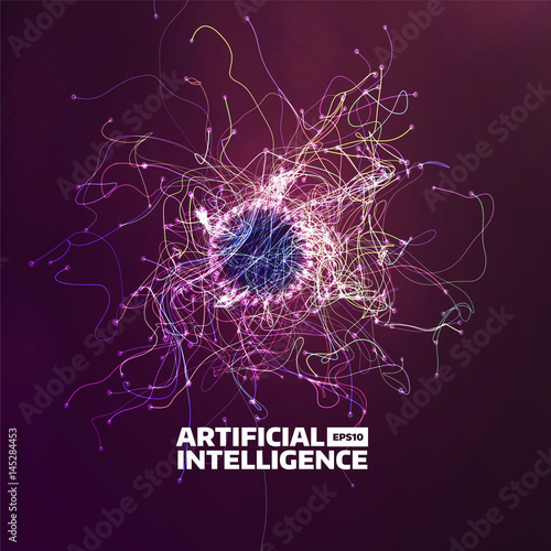 artificial intelligence vector background. Turbulence flow trail. Futuristic ai illustration