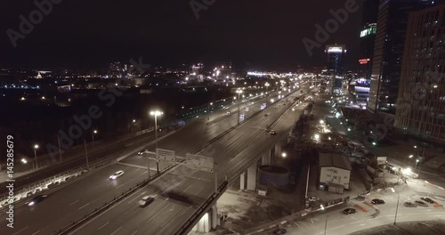 Wallpaper Mural Aerial night highway bridge passing cars Torontodigital.ca