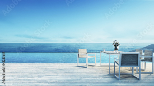 Beach dining   Sea view   3d rendering