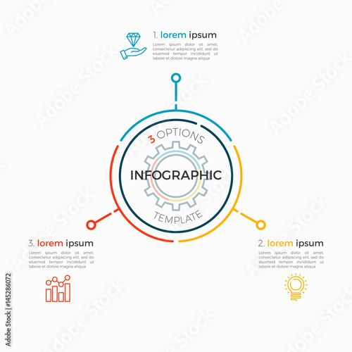 Thin line infographic template 3 options. Editable chart stroke.