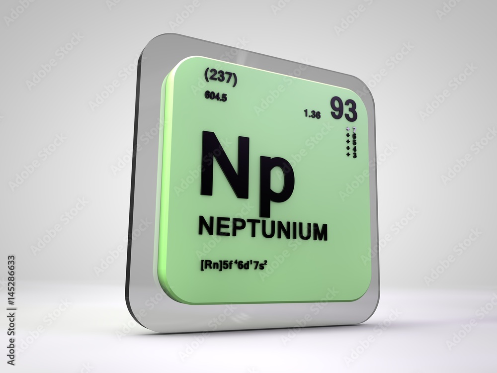 neptunium - Np - chemical element periodic table 3d render neptunium - Np - chemical element periodic table 3d render