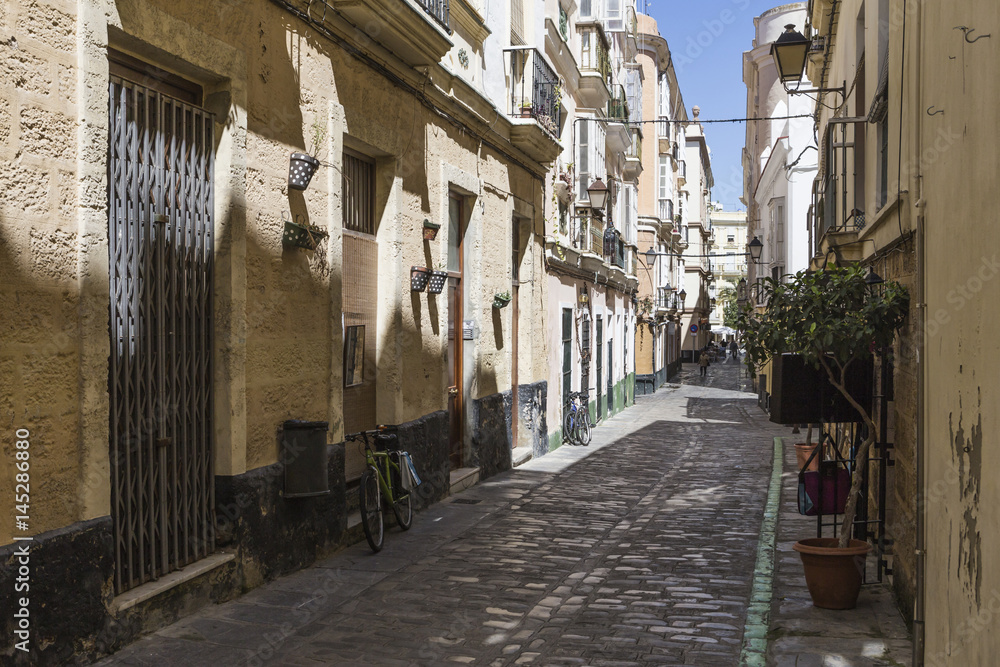 Typical street in Cadiz, Andalusia, Spain