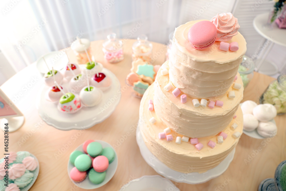 Table with sweets prepared for party Table with sweets prepared for party
