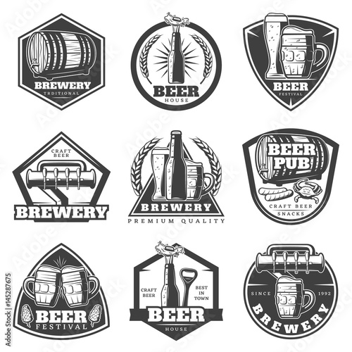 Monochrome Vintage Brewery Labels Set