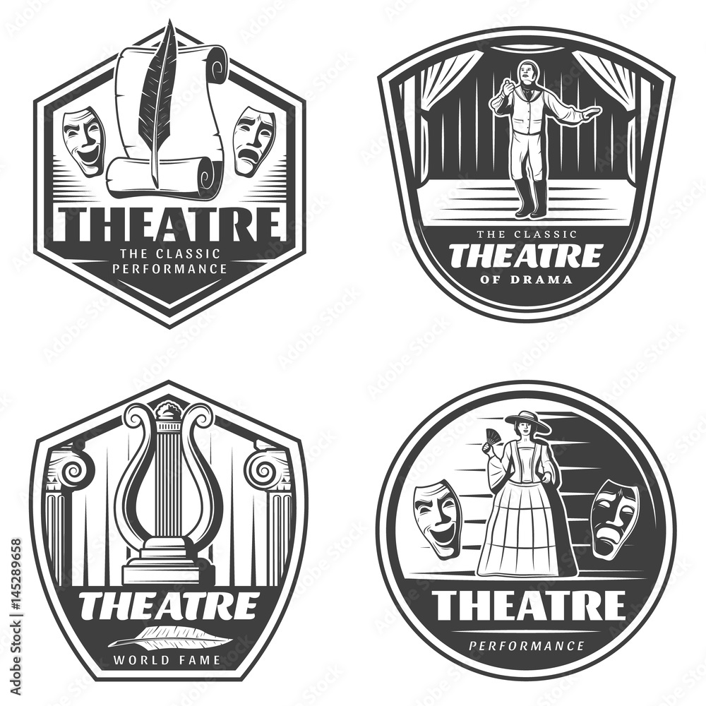 Obraz premium Vintage Classic Theatre Emblems Set