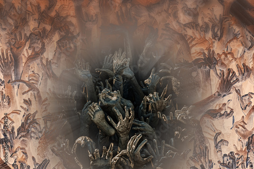 Fotografie, Tablou Hands reach up from the underworld.