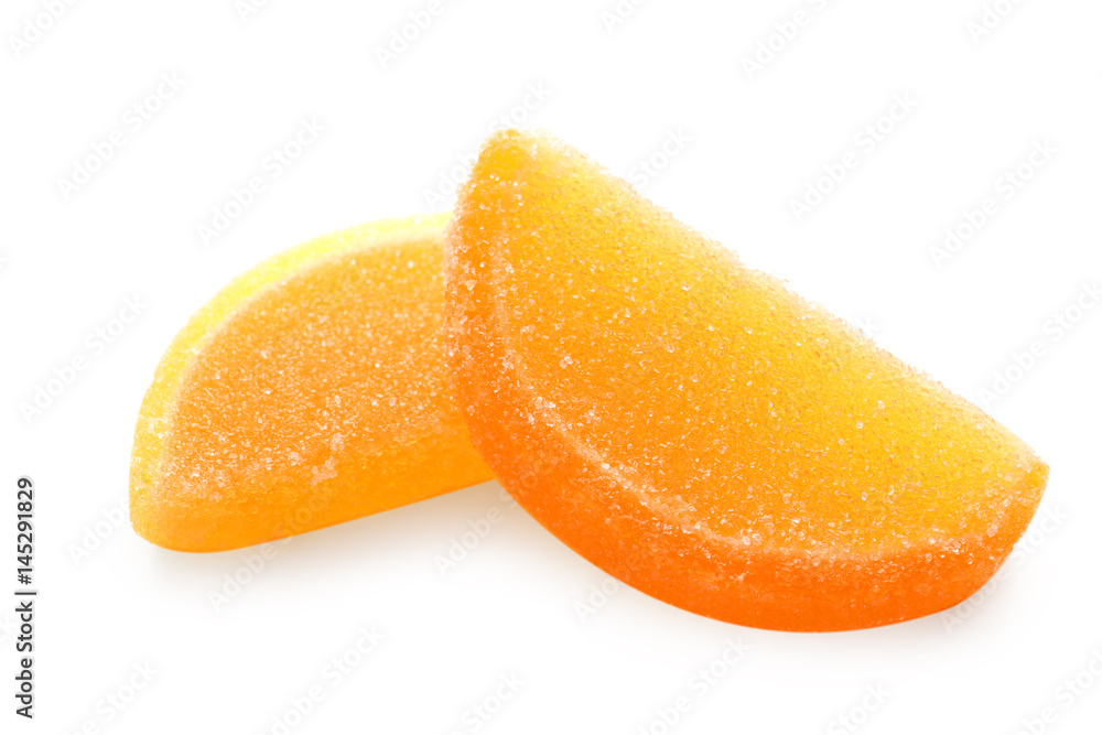 Fruit jelly candies on white background Fruit jelly candies on white background