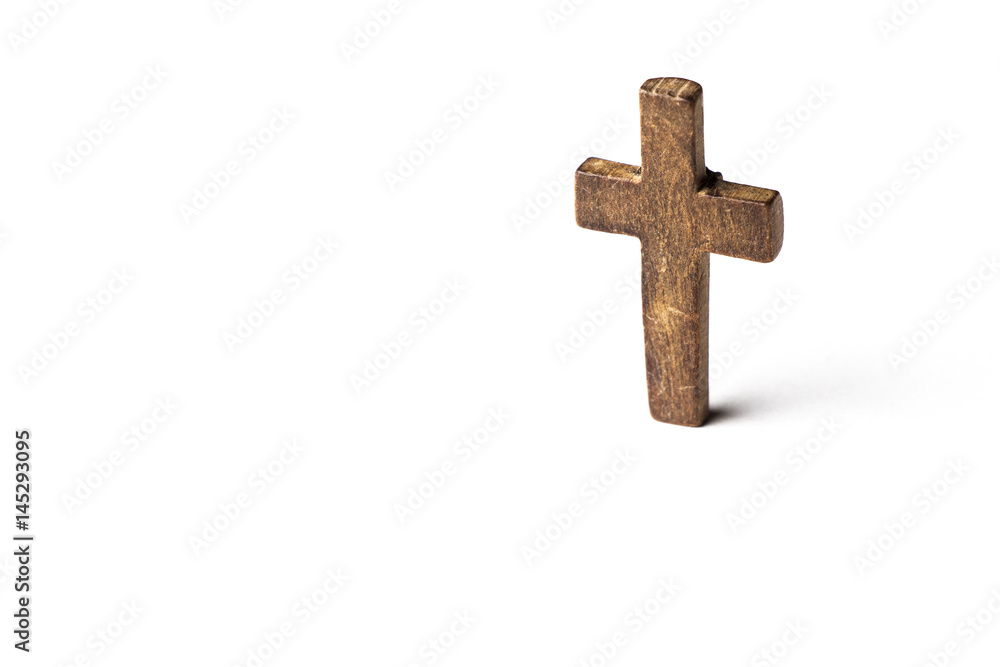 Christian cross isolated on white background with space for writing