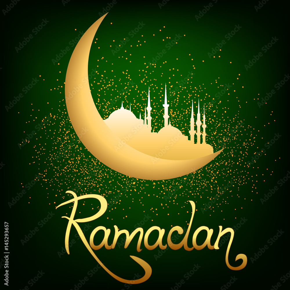 ramadan moon and star green