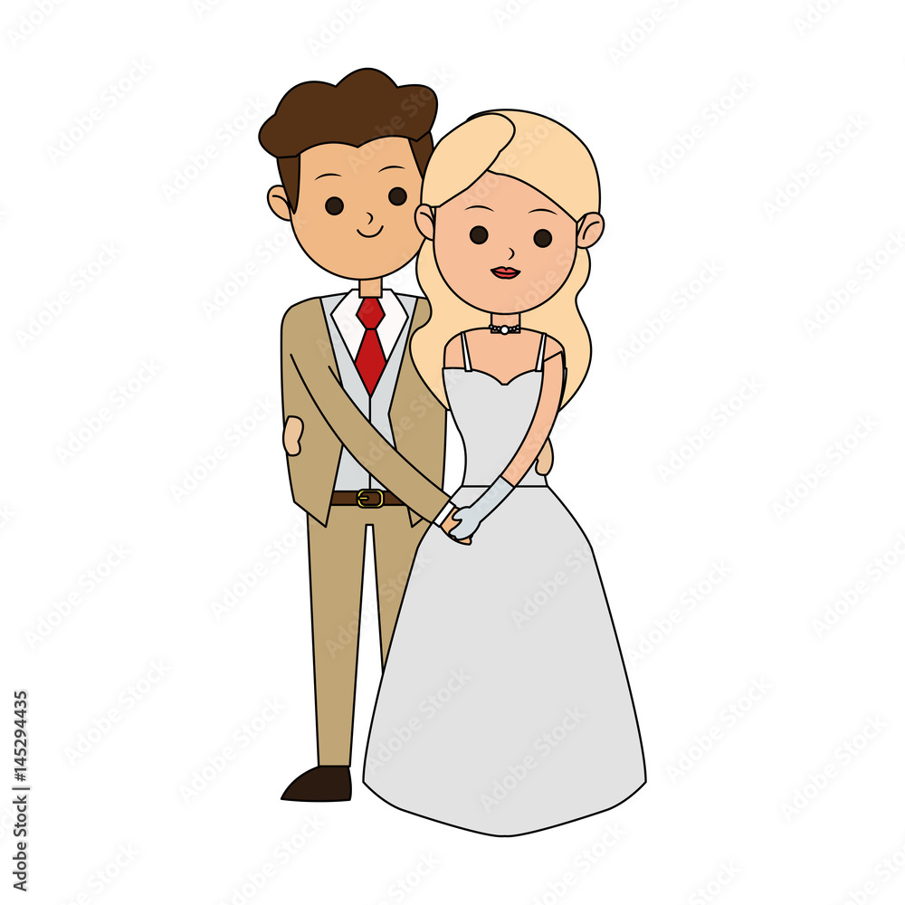 brunette groom and blonde bride icon image cute cartoon vector illustration design brunette groom and blonde bride icon image cute cartoon vector illustration design