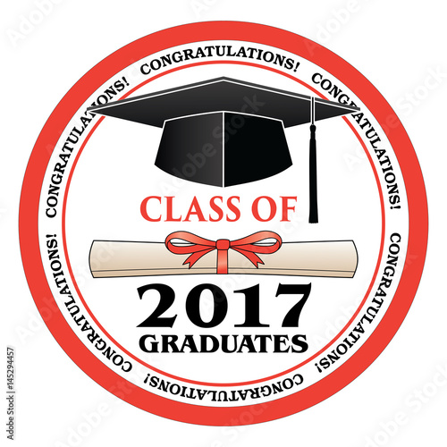 Class of 2017 Graduates is a design that shows your pride as a graduate of the class of 2017. Includes a cap, text and diploma. Great for graduation t-shirt designs.