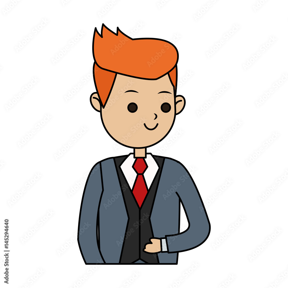 handsome red hair man man in suit icon image cute cartoon  vector illustration design 