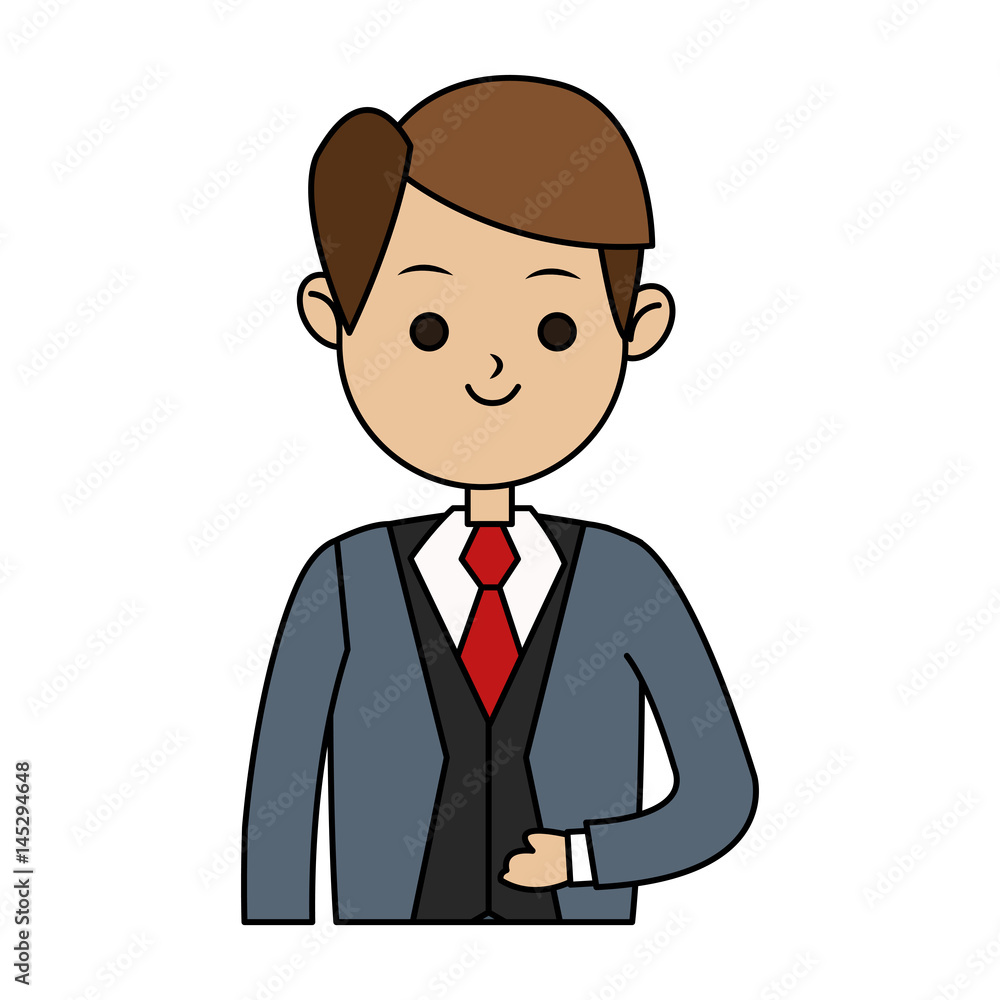 handsome man in suit icon image cute cartoon  vector illustration design 