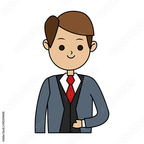handsome man in suit icon image cute cartoon vector illustration design 