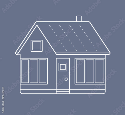 House project blueprint drawing. Vector icon.