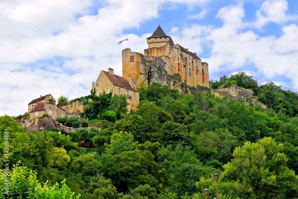 View of the medieval Chateau de Castelnaud in the beautiful Dordogne region, France