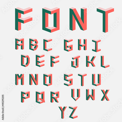 Vector isometric cubical Alphabet
