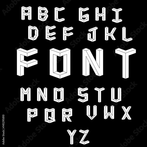 Vector isometric cubical Alphabet.