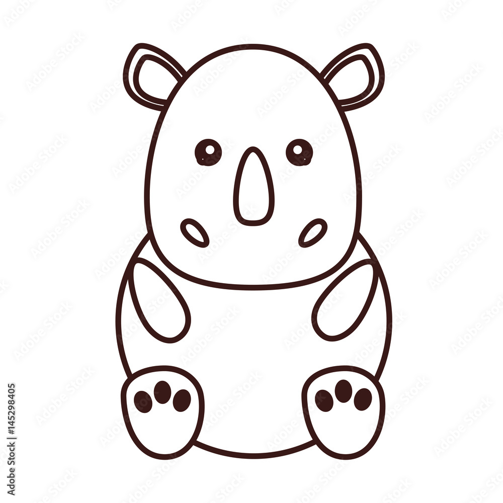 Fototapeta premium kawaii rhino animal icon over white background. vector illustration