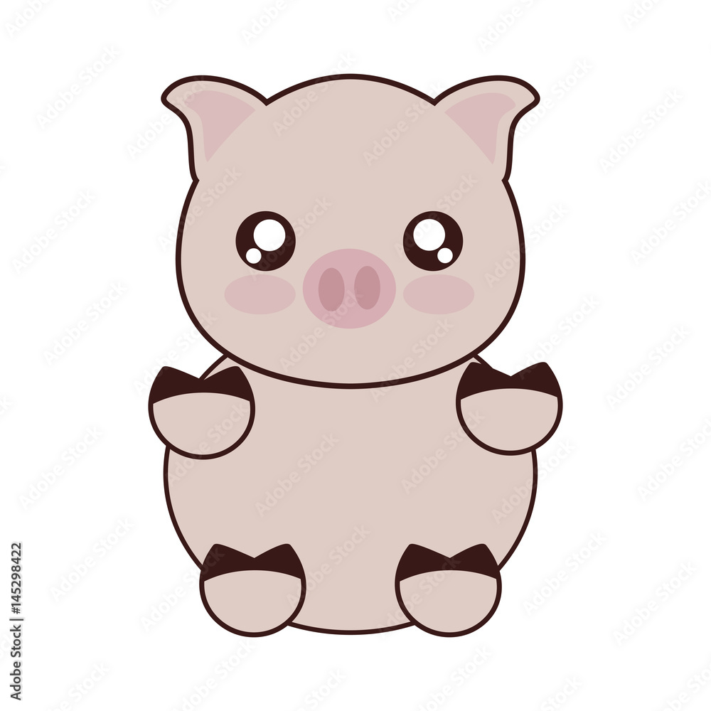 kawaii pig animal icon over white background. colorful design. vector illustration