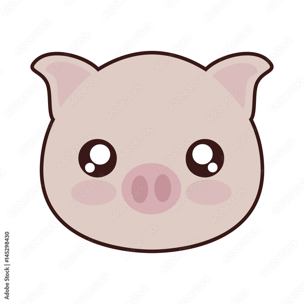 kawaii pig animal icon over white background. colorful design. vector illustration kawaii pig animal icon over white background. colorful design. vector illustration