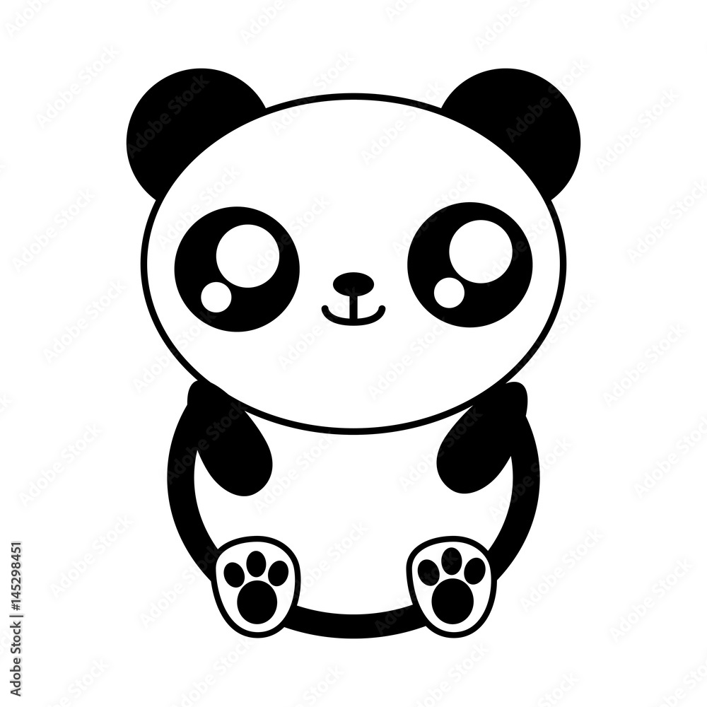 kawaii panda bear animal icon over white background. vector illustration kawaii panda bear animal icon over white background. vector illustration
