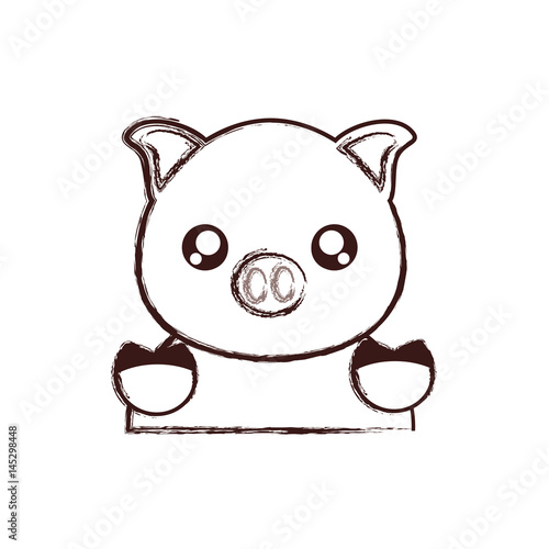 kawaii pig face icon over white background. vector illustration