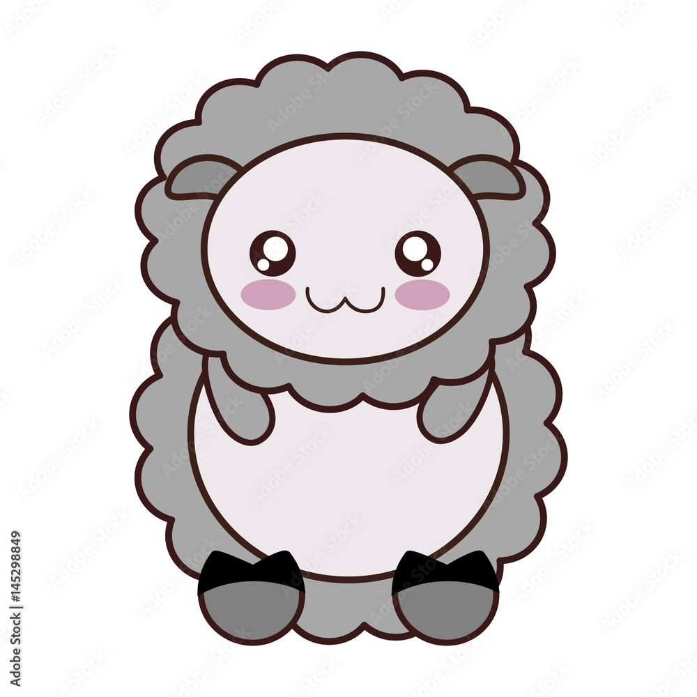 Obraz premium kawaii sheep animal icon over white background. colorful design. vector illustration