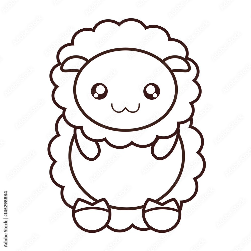 Obraz premium kawaii sheep animal icon over white background. vector illustration