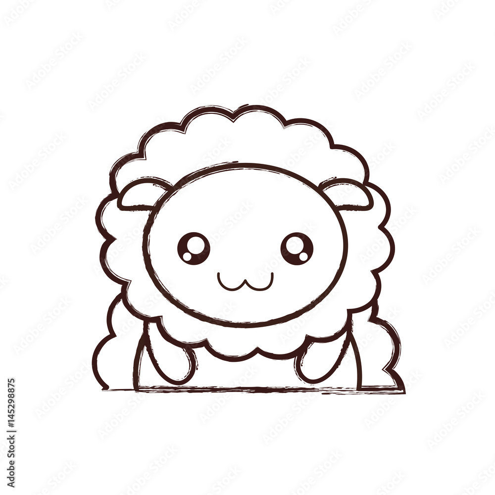 kawaii sheep animal icon over white background. vector illustration kawaii sheep animal icon over white background. vector illustration