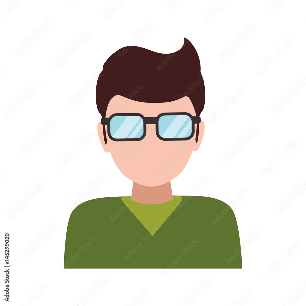 man faceless glasses avatar vector icon illustration