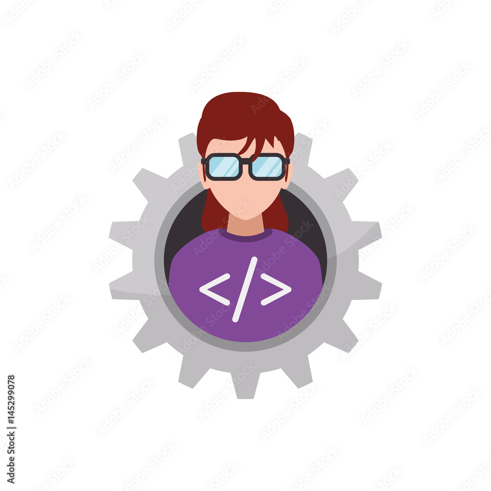 programmer woman faceless glasses vector icon illustration programmer woman faceless glasses vector icon illustration