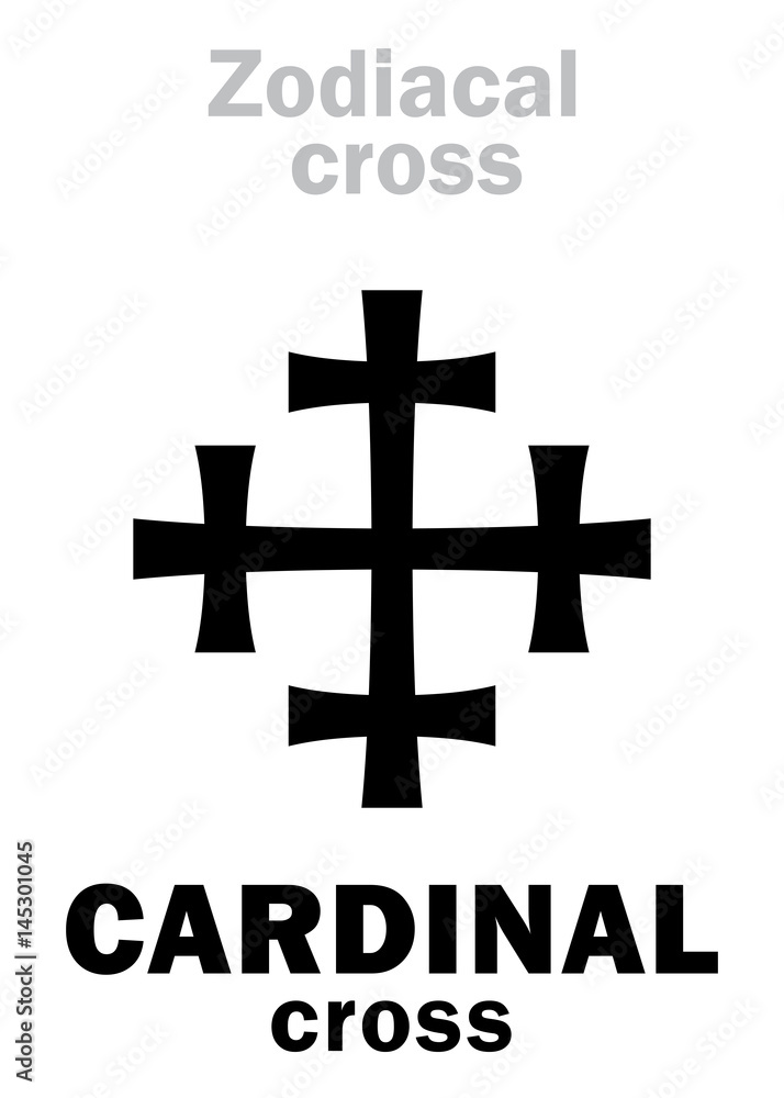 Obraz premium Astrology Alphabet: Zodiacal CARDINAL cross. Hieroglyphics character sign (single symbol).