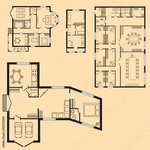 Modern office architectural plan interior furniture and construction design drawing project