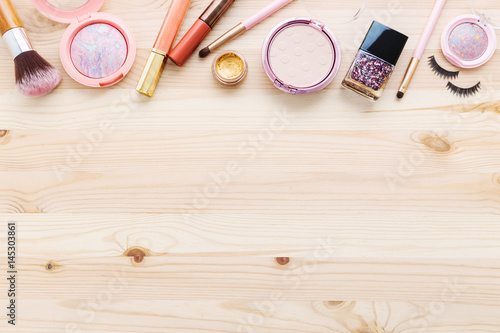 Makeup and cosmetic products background