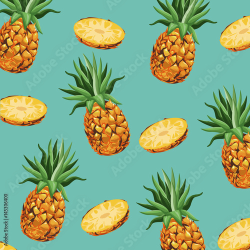 Fototapeta Naklejka Na Ścianę i Meble -  pineapple fruit fresh seamless pattern design vector illustration eps 10