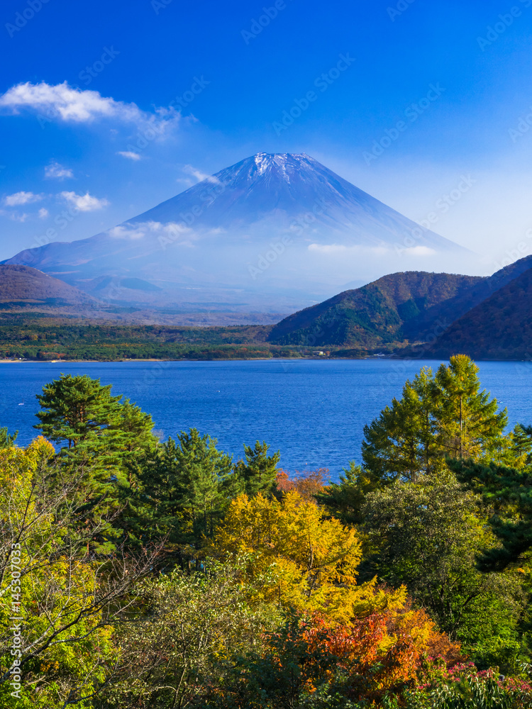 富士山と本栖湖の秋