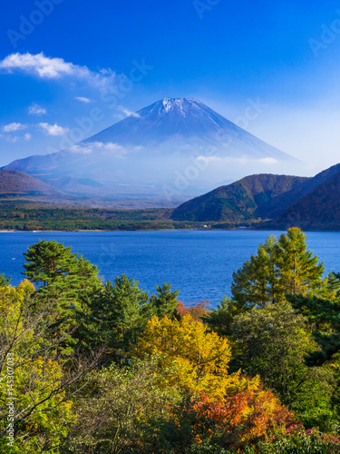 富士山と本栖湖の秋