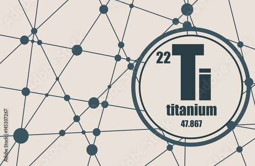 Titanium chemical element. Sign with atomic number and atomic weight. Chemical element of periodic table. Molecule And Communication Background. Connected lines with dots.