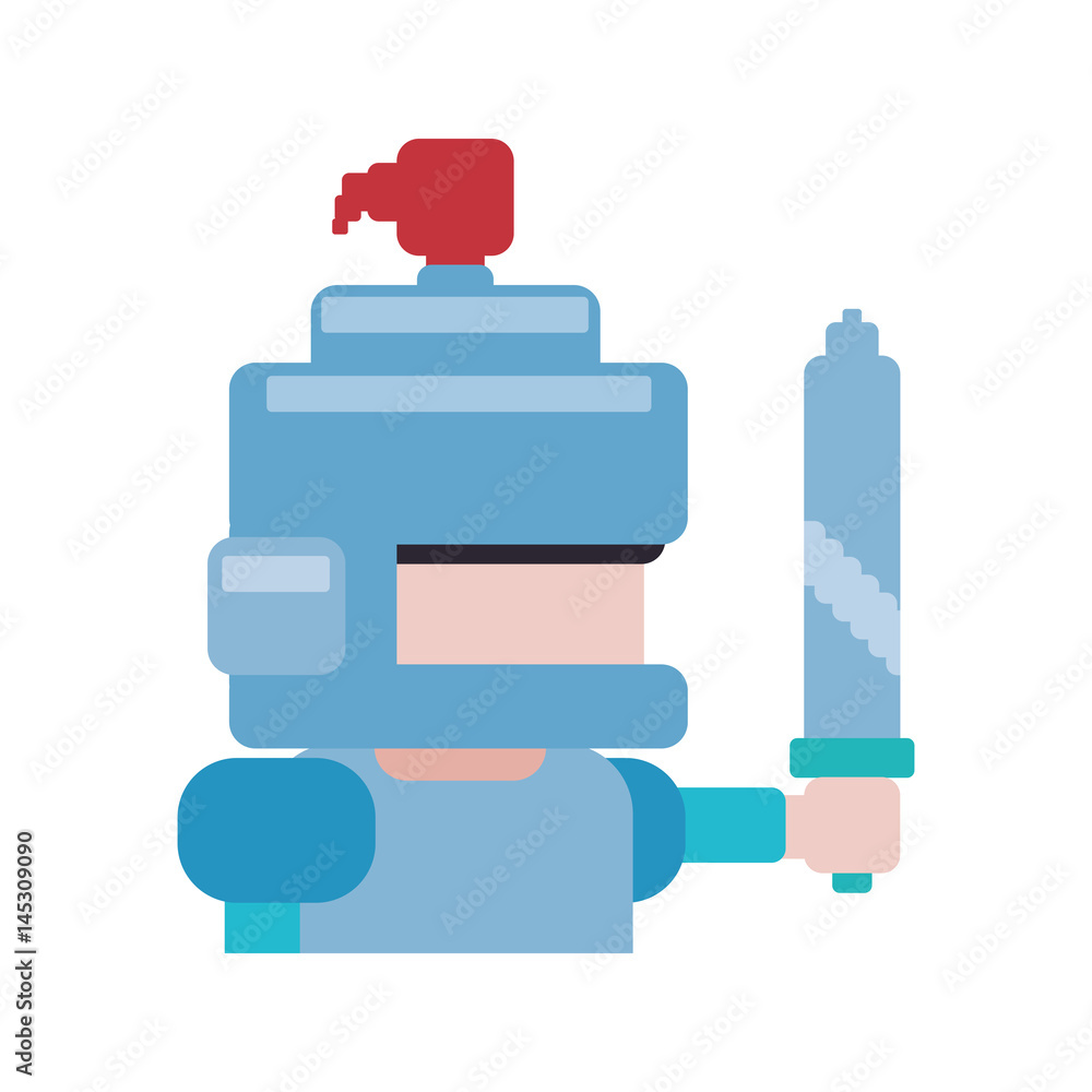 Warrior Pixelated videogame icon vector illustration graphic design Warrior Pixelated videogame icon vector illustration graphic design