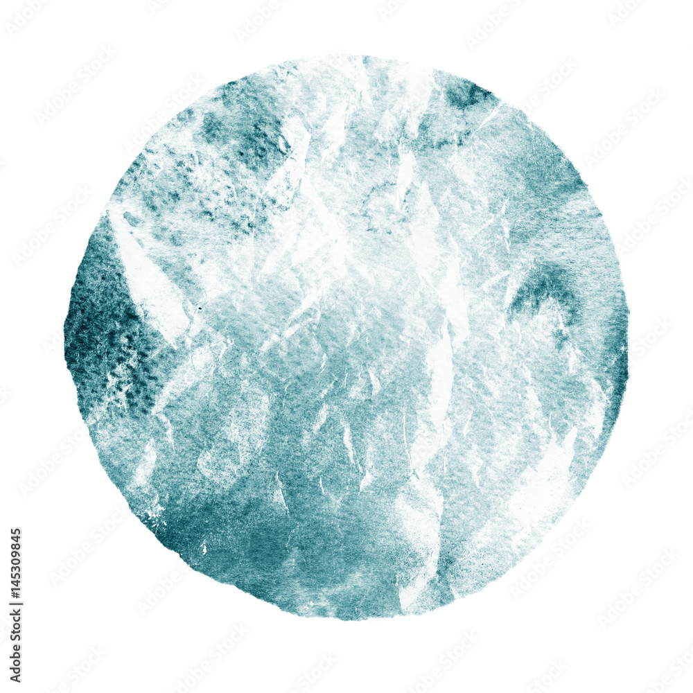 Watercolor abstract blue ocean circle on white Watercolor abstract blue ocean circle on white