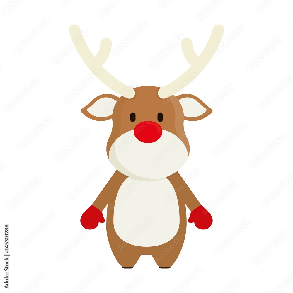 rudolph deer cartoon icon over white background. colorful design. vector illustration rudolph deer cartoon icon over white background. colorful design. vector illustration